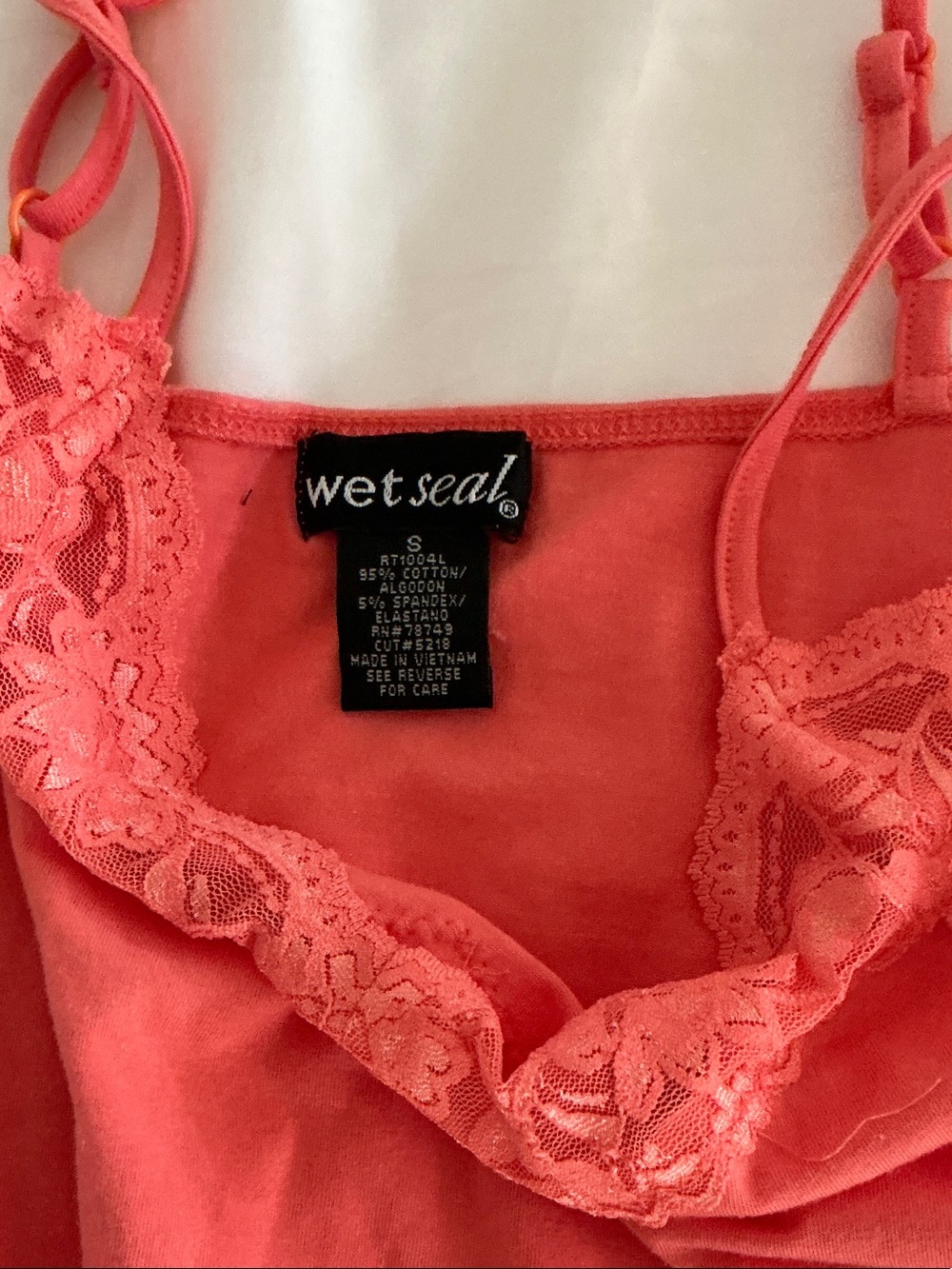 Wet Seal Lace-Trim Camisoles in Coral Pink and Lime Green - Picture 2 of 4